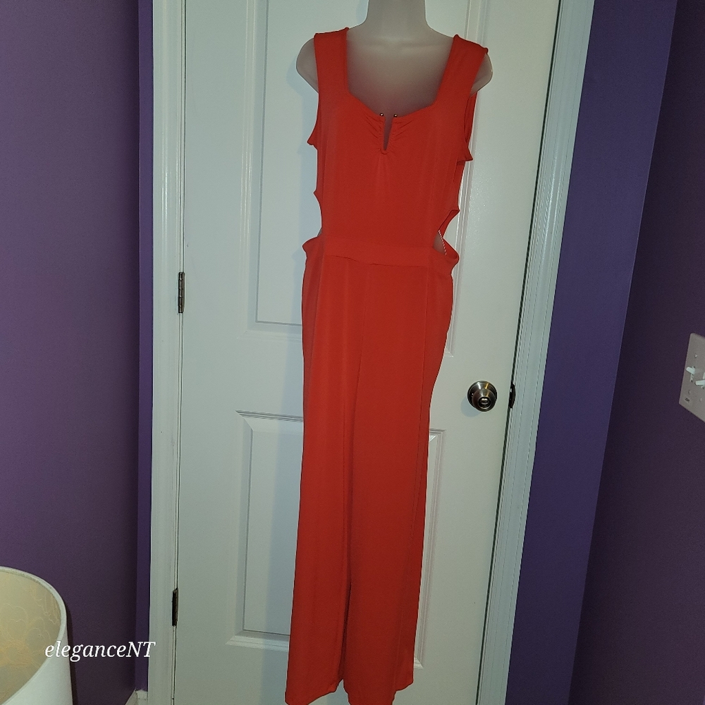 Bold Elements Orange Sleeveless Jumpsuit Sz: Large - Picture 1 of 12